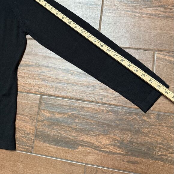 100% WOOL SWEATER Linea Donna Lightweight BLACK Merino Wool Sweater L Washable - Picture 4 of 7